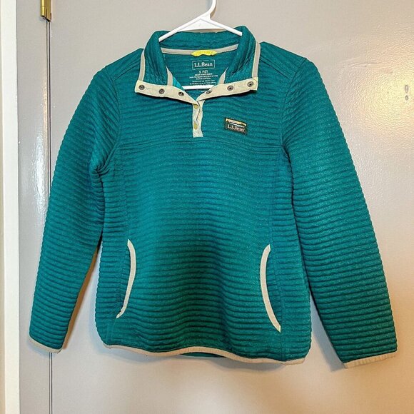 L.L. Bean Women's Airlight Knit Pullover Warm Teal Heather Size S Pet - Picture 1 of 4